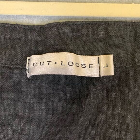 Cut Loose Women’s Size Large Button Down Jumper Midi Dress Black Linen - Picture 4 of 8